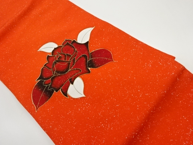 塩瀬金彩薔薇模様名古屋帯